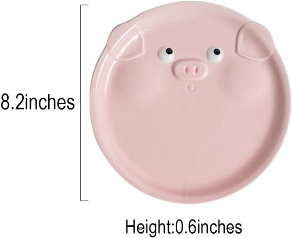 Ceramic Plate, Relief Pig Dish, Dessert Plate, Salad Plate, Fruit Plate Tableware,8.2 Inches - Image 2