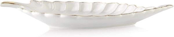 Ceramic Jewelry Trays Trinket Dish Ring Dish Ceramic Candy Plate Snack Plate Leaf Shaped Dish (White, Medium) - Image 2
