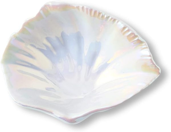 Jewelry Tray, 5.75 Inches Ceramic Jewelry Dish，Shell Trinket Dish, Jewelry Plate as Concrete Home/Coffee Table Décor, Gifts for Woman/Mom/Friends