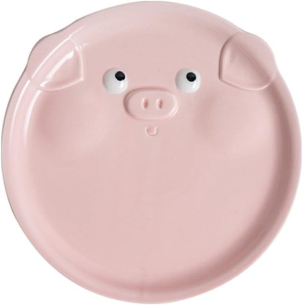 Ceramic Plate, Relief Pig Dish, Dessert Plate, Salad Plate, Fruit Plate Tableware,8.2 Inches
