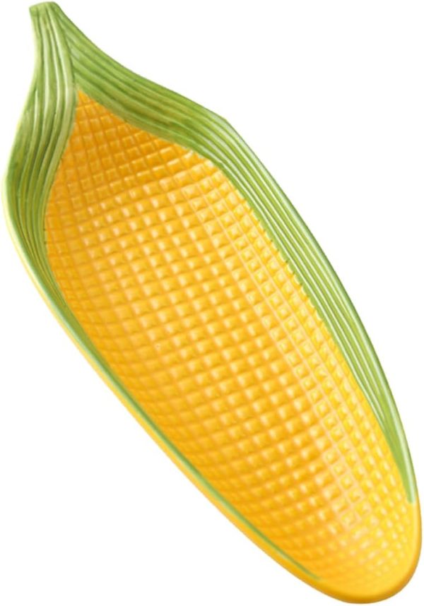 Ceramic Corn Relief Plate Exquisite Workmanship High-Temperature Snacks Fruits Decorative Purpose