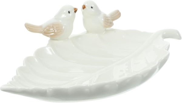 Ceramic Embossed Jewelry Holder Bird Shape Ring Dish Storage Plate for Earrings Necklaces for Her