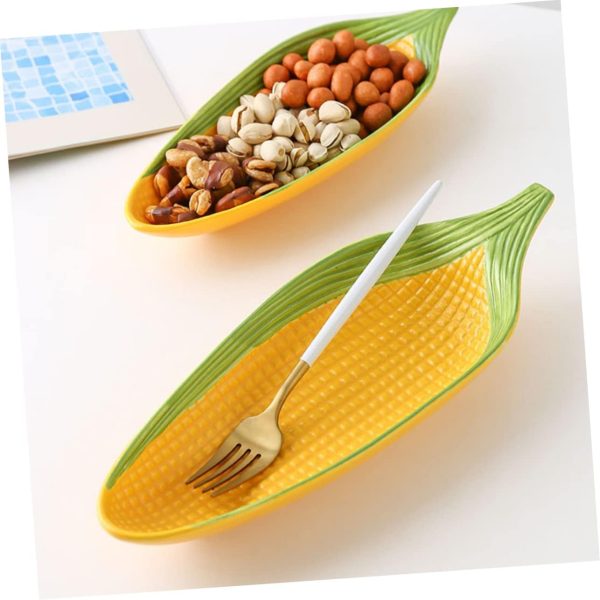 Ceramic Corn Relief Plate Exquisite Workmanship High-Temperature Snacks Fruits Decorative Purpose - Image 2