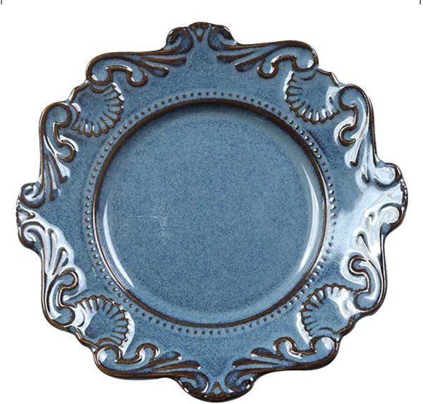 Vintage Decorative ,Dark Embossed Plate, Relief Salad Plate,Baroque Plate, Retro Palace Dessert plate 8 inch / 10 inch (10 in)