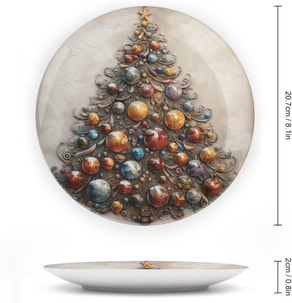 Decorative Relief Painting Ceramic Decorative Plate Bone China Decorative Plates with Display Stand Dinner Plates Art Crafts Ceramic Ornaments for Wall Hanging Decoration - Image 2