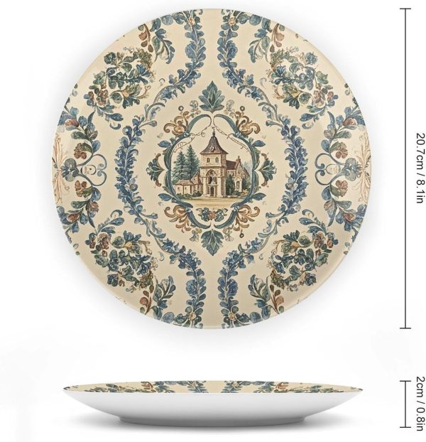 Ceramic Decorative Plate French Country Style Bone China Decorative Plates with Display Stand Personalized Porcelain Plate Ceramic Ornaments for Wall Hanging Decoration 8inch - Image 2