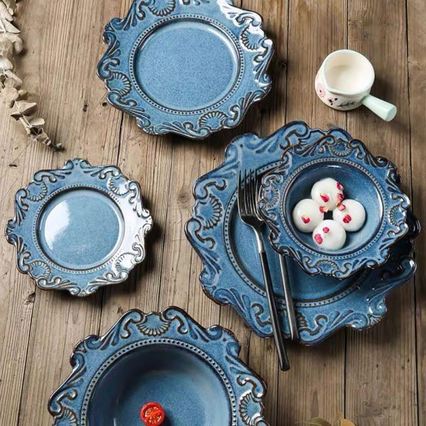 Vintage Decorative ,Dark Embossed Plate, Relief Salad Plate,Baroque Plate, Retro Palace Dessert plate 8 inch / 10 inch (10 in) - Image 2